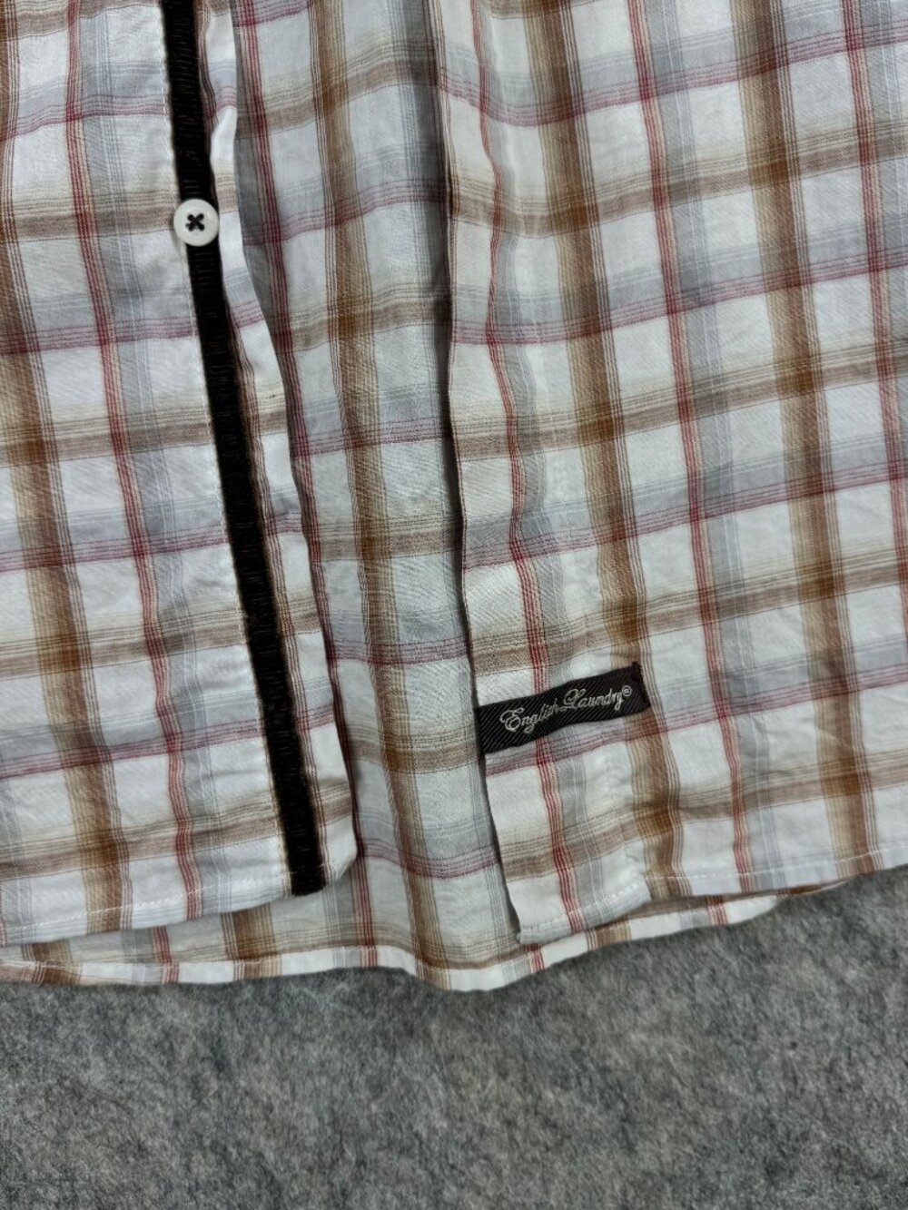 Vintage English Laundry Mens Plaid Shirt French Cuff Embroidered Sz XXL Cotton - Picture 15 of 16